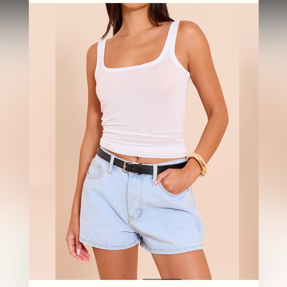 PrettyLittleThing Light Blue High Waisted Denim Mom Shorts
